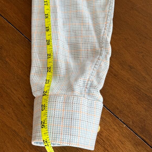 Peter Millar Mens Button Down Shirt Powder Blue Plaid Cotton Sz XL Easter Spring - Picture 11 of 11